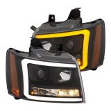 ANZO 07-14 Chevy Tahoe Projector Headlights w/ Plank Style Design Black w/ Amber thumbnail 9