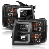 ANZO 07-13 Chevrolet Silverado 1500 Plank Style Projector Headlights Black w/ Amber thumbnail 5