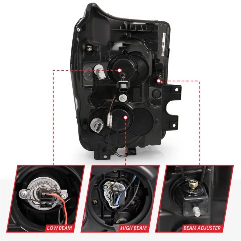 ANZO 11-16 Ford F-250/F-350/F-450 Projector Headlights w/ Plank Style Switchback Chrome w/Amber thumbnail 5