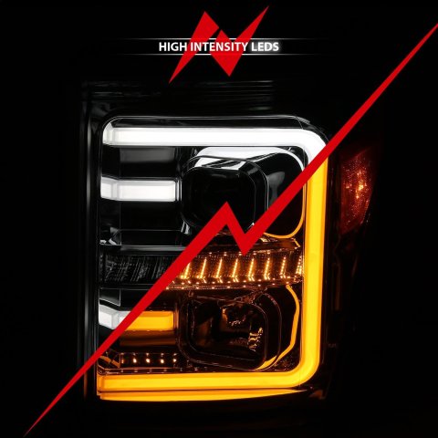 ANZO 11-16 Ford F-250/F-350/F-450 Projector Headlights w/ Plank Style Switchback Chrome w/Amber thumbnail 6