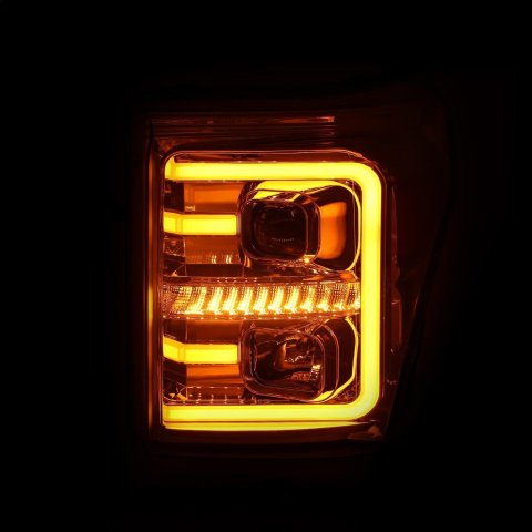 ANZO 11-16 Ford F-250/F-350/F-450 Projector Headlights w/ Plank Style Switchback Chrome w/Amber thumbnail 7