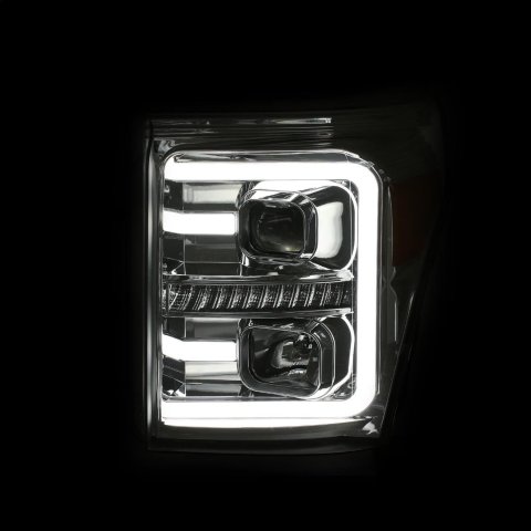 ANZO 11-16 Ford F-250/F-350/F-450 Projector Headlights w/ Plank Style Switchback Chrome w/Amber thumbnail 8