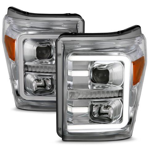 ANZO 11-16 Ford F-250/F-350/F-450 Projector Headlights w/ Plank Style Switchback Chrome w/Amber thumbnail 9