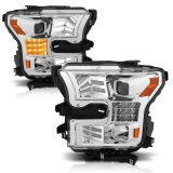 ANZO 15-17 Ford F-150 Proj Headlights w/ Plank Style Design Chrome w/ Amber Sequential Turn Signal thumbnail 4