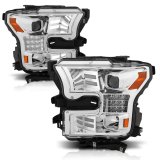 ANZO 15-17 Ford F-150 Proj Headlights w/ Plank Style Design Chrome w/ Amber Sequential Turn Signal thumbnail 5