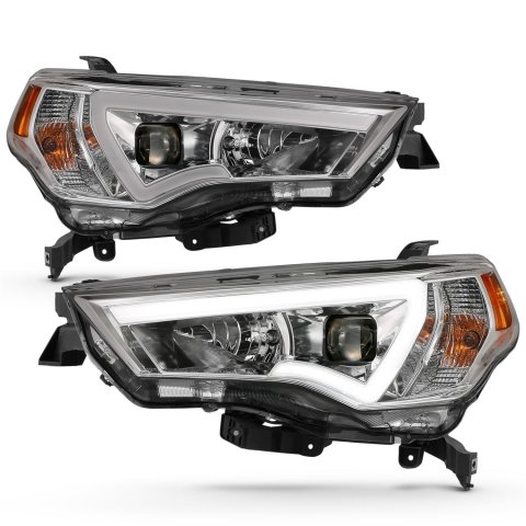 ANZO 14-18 Toyota 4 Runner Plank Style Projector Headlights Chrome w/ Amber thumbnail 2