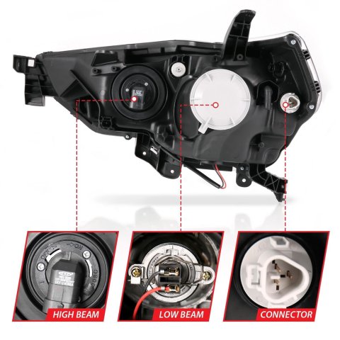 ANZO 14-18 Toyota 4 Runner Plank Style Projector Headlights Chrome w/ Amber thumbnail 4
