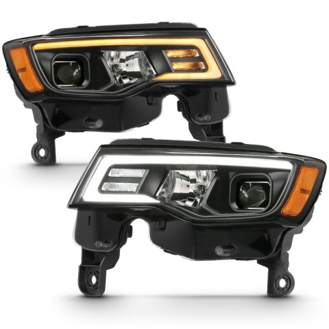 ANZO 2017-2018 Jeep Grand Cherokee Projector Headlights w/ Plank Style Switchback - Black w/ Amber thumbnail 8
