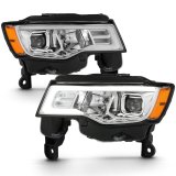 ANZO 2017-2018 Jeep Grand Cherokee Projector Headlights w/ Plank Style Switchback - Chrome w/ Amber thumbnail 4