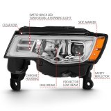 ANZO 2017-2018 Jeep Grand Cherokee Projector Headlights w/ Plank Style Switchback - Chrome w/ Amber thumbnail 5