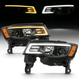 ANZO 2017-2018 Jeep Grand Cherokee Projector Headlights w/ Plank Style Switchback - Chrome w/ Amber thumbnail 6