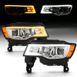 ANZO 2017-2018 Jeep Grand Cherokee Projector Headlights w/ Plank Style Switchback - Chrome w/ Amber thumbnail 8