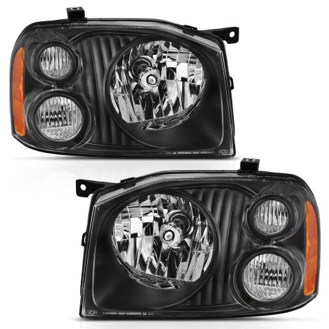 ANZO 2001-2004 Nissan Frontier Se Crystal Headlight Black Amber Reflector thumbnail 1