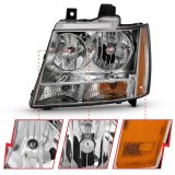 ANZO 2007-2014 Chevy Tahoe Crystal Headlight Chrome Amber(OE) thumbnail 3
