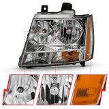 ANZO 2007-2014 Chevy Tahoe Crystal Headlight Chrome Amber(OE) thumbnail 9