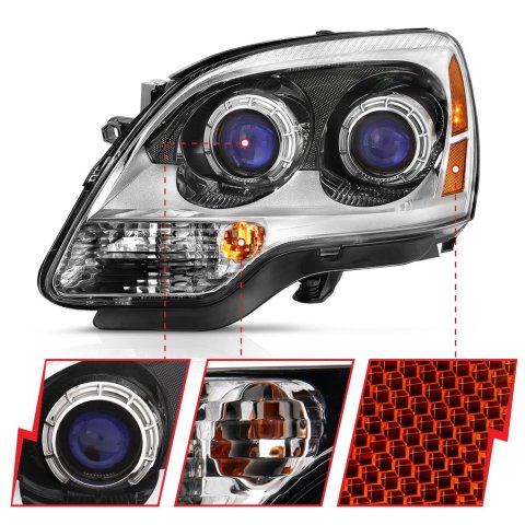 ANZO 2007-2008 GMC Acadia Crystal Headlight Chrome Amber(OE) thumbnail 2