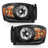 ANZO 2006-2009 Dodge Ram 1500 Crystal Headlight Black Amber thumbnail 3