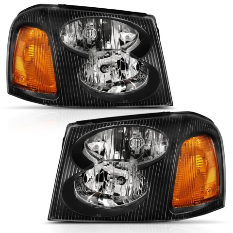 ANZO 2002-2009 GMC Envoy Crystal Headlight Black Amber