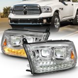 ANZO 2009-2018 Dodge Ram 1500 Led Projector Plank Style Switchback H.L Halo Chrome Amber (OE Style) thumbnail 1