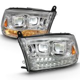 ANZO 2009-2018 Dodge Ram 1500 Led Projector Plank Style Switchback H.L Halo Chrome Amber (OE Style) thumbnail 3