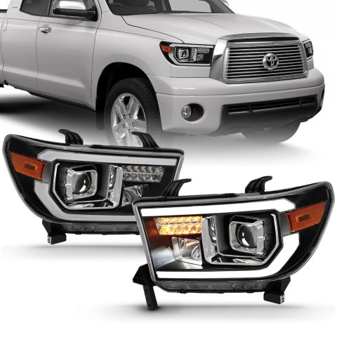 ANZO 2007-2014 Toyota Tundra Projector Light Bar H.L Black Amber(Led High Beam) (Halogen Version) thumbnail 1