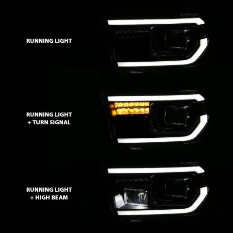 ANZO 2007-2014 Toyota Tundra Projector Light Bar H.L Black Amber(Led High Beam) (Halogen Version) thumbnail 6