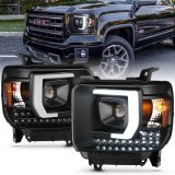 ANZO 2014-2015 GMC Sierra 1500HD Projector Plank Style Headlight Black W/ DRL thumbnail 1