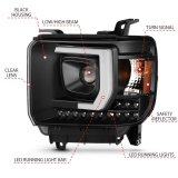 ANZO 2014-2015 GMC Sierra 1500HD Projector Plank Style Headlight Black W/ DRL thumbnail 5