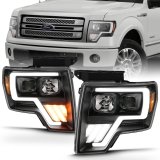 ANZO 2009-2013 Ford F-150 Projector Light Bar G4 Switchback Headlights Black Amber thumbnail 1
