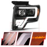 ANZO 2009-2013 Ford F-150 Projector Light Bar G4 Switchback Headlights Black Amber thumbnail 2