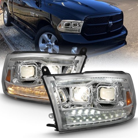 ANZO 2009-2018 Dodge Ram 1500 Projector H.L. Switchback Chrome Amber thumbnail 1