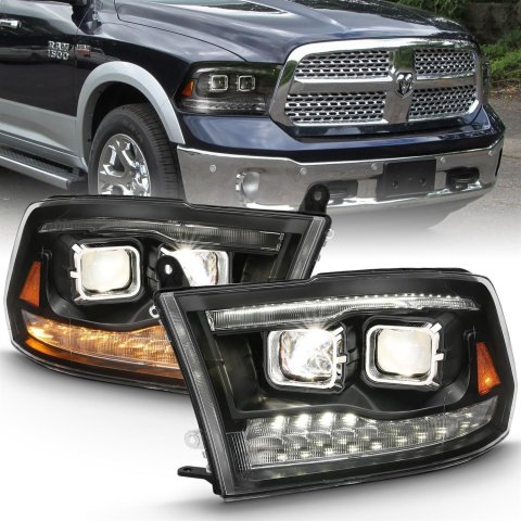 ANZO 2009-2018 Dodge Ram 1500 Projector H.L. Switchback Black Amber thumbnail 1