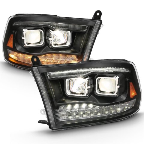 ANZO 2009-2018 Dodge Ram 1500 Projector H.L. Switchback Black Amber thumbnail 3