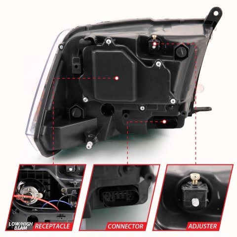 ANZO 2009-2018 Dodge Ram 1500 Projector H.L. Switchback Black Amber thumbnail 5
