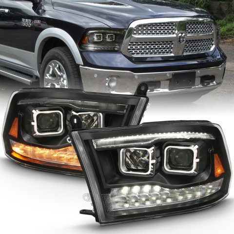 ANZO 2009-2018 Dodge Ram 1500 Projector H.L. Switchback Black Amber thumbnail 7