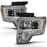 ANZO 2009-2014 Ford F-150 Projector Headlight Plank Style Chrome Amber thumbnail 7
