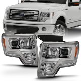 ANZO 2009-2014 Ford F-150 Projector Headlight Plank Style Chrome Amber thumbnail 8