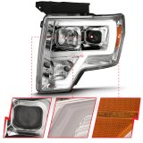 ANZO 2009-2014 Ford F-150 Projector Headlight Plank Style Chrome Amber thumbnail 9