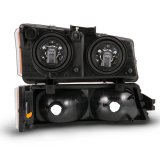 ANZO 2003-2006 Chevy Silverado Crystal Headlight w/ Signal Light Black Amber (4 pcs) thumbnail 2