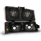ANZO 2003-2006 Chevy Silverado Crystal Headlight w/ Signal Light Black Amber (4 pcs) thumbnail 3