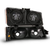 ANZO 2003-2006 Chevy Silverado Crystal Headlight w/ Signal Light Black Amber (4 pcs) thumbnail 6