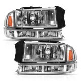 ANZO 1997-2004 Dodge Dakota Crystal Headlight Set Chrome Amber thumbnail 1
