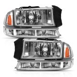 ANZO 1997-2004 Dodge Dakota Crystal Headlight Set Chrome Amber thumbnail 6