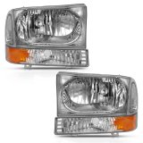 ANZO 2000-2004 Ford Excursion Crystal Headlight w/ Corner Light Chrome Amber (w/o Bulb) thumbnail 4