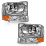 ANZO 2000-2004 Ford Excursion Crystal Headlight w/ Corner Light Chrome Amber (w/o Bulb) thumbnail 5