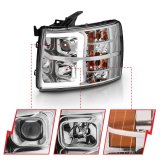 ANZO 2007-2013 Chevy Silverado 1500 Projector Plank Style Chrome Amber thumbnail 3