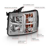 ANZO 2007-2013 Chevy Silverado 1500 Projector Plank Style Chrome Amber thumbnail 4