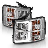 ANZO 2007-2013 Chevy Silverado 1500 Projector Plank Style Chrome Amber thumbnail 7