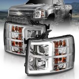 ANZO 2007-2013 Chevy Silverado 1500 Projector Plank Style Chrome Amber thumbnail 8
