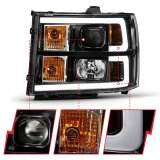 ANZO 2007-2013 GMC Sierra 1500 Projector Headlight Plank Style Black w/ Clear Lens Amber thumbnail 2